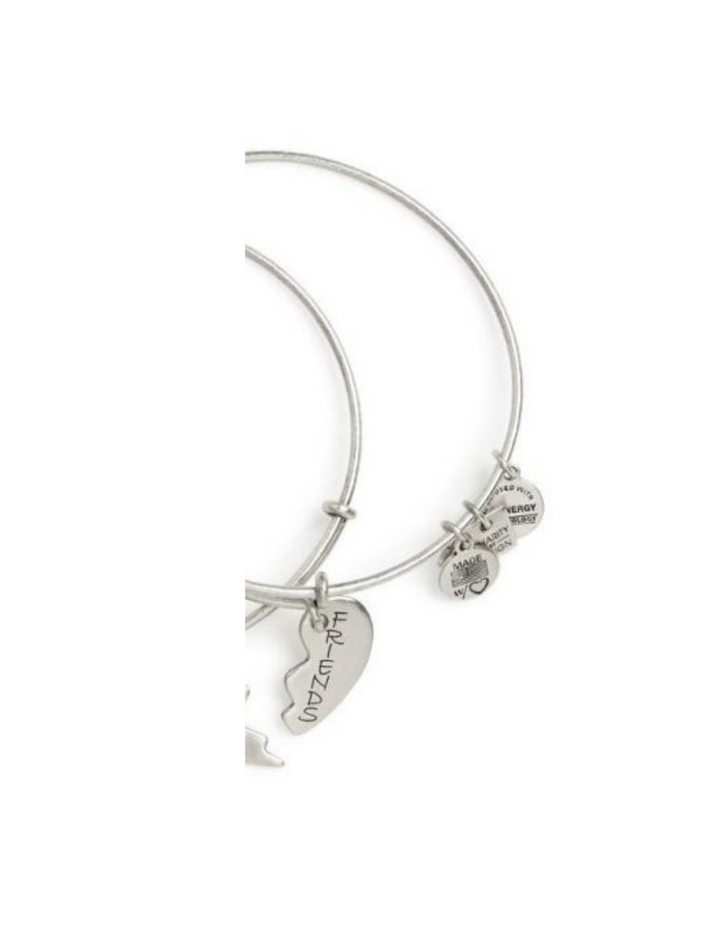 Alex and Ani 'Friends' Split Heart Charm Bangle Bracelet - Silver